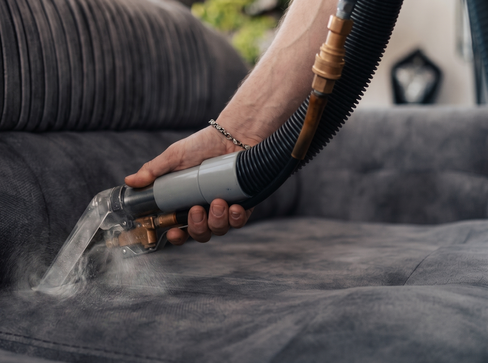 Professional couch cleaning and stain removal services using an extractor in Halifax, Nova Scotia.